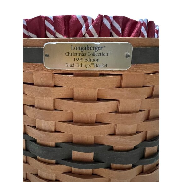 Longaberger Christmas Collection 1998 Glad Tidings Basket With Handle & Liner - Picture 2 of 8